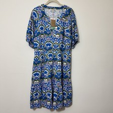 Boden Women's Piper Short Jersey Dress Size 14 Tiered Short Sleeve Pockets New