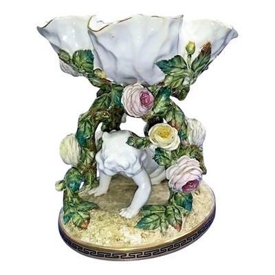 DEFECTIVE Moore Brothers English Porcelain Compote Putti And Rose Weddin G3D