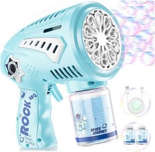 Rechargeable Bubble Guns LED Rocket Blaster Machine Toys for Kids  Adults Fun