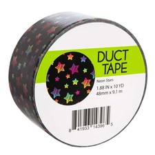 Pattern Duct Tape Heavy Duty - Single Roll 1.8 in x 10 yards Neon Stars 