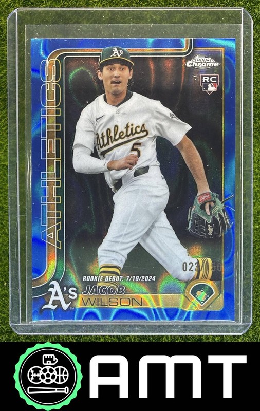 Jacob Wilson RC 2025 Topps Chrome Update 23/150 Blue Lava Refractor Athletics