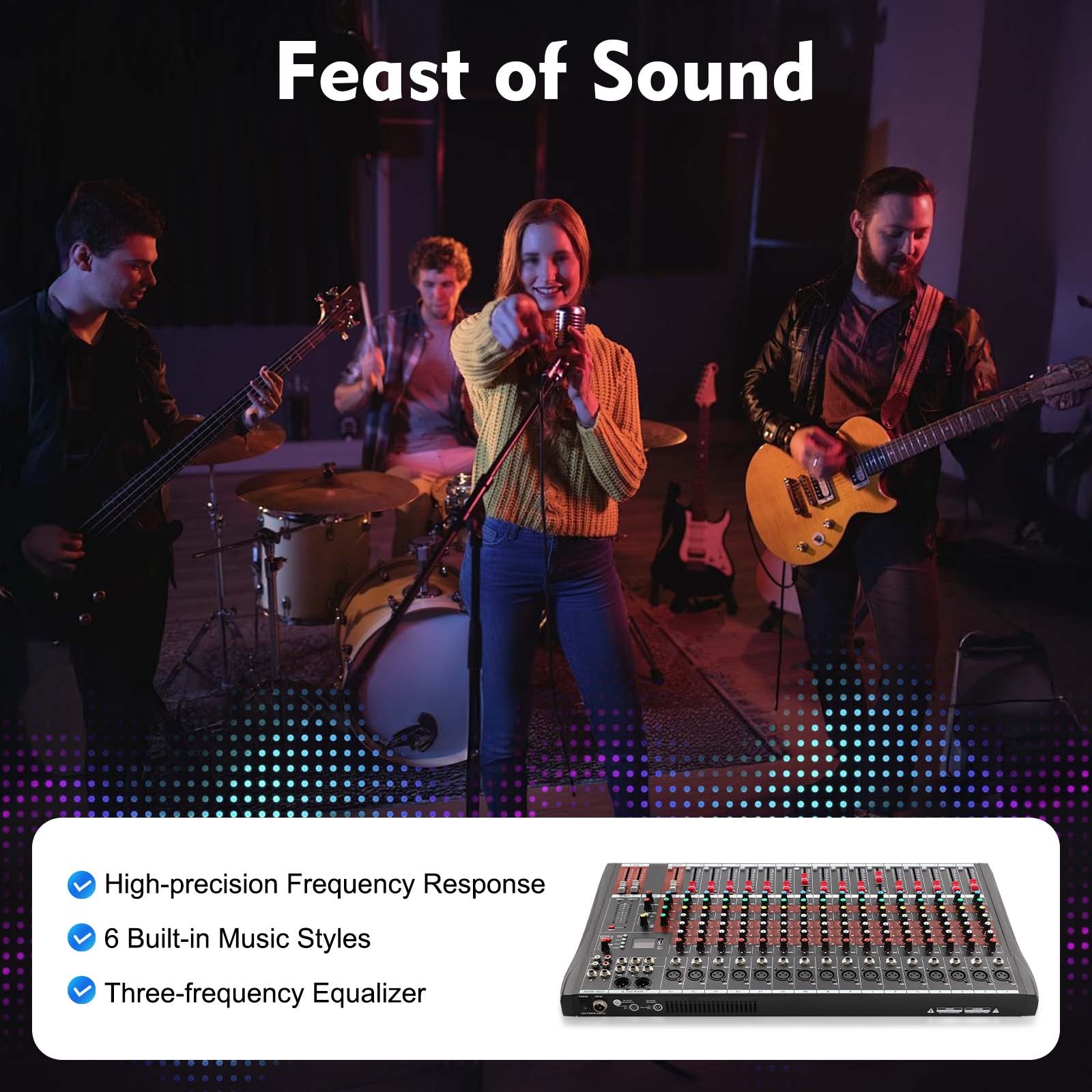 16-channel Audio Mixer Console, Professional DJ Audio Mixer,DJ Mixing Console