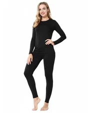 Women’s Thermal Underwear Set Fleece-Lined Long Johns Cold Weather Base Layer
