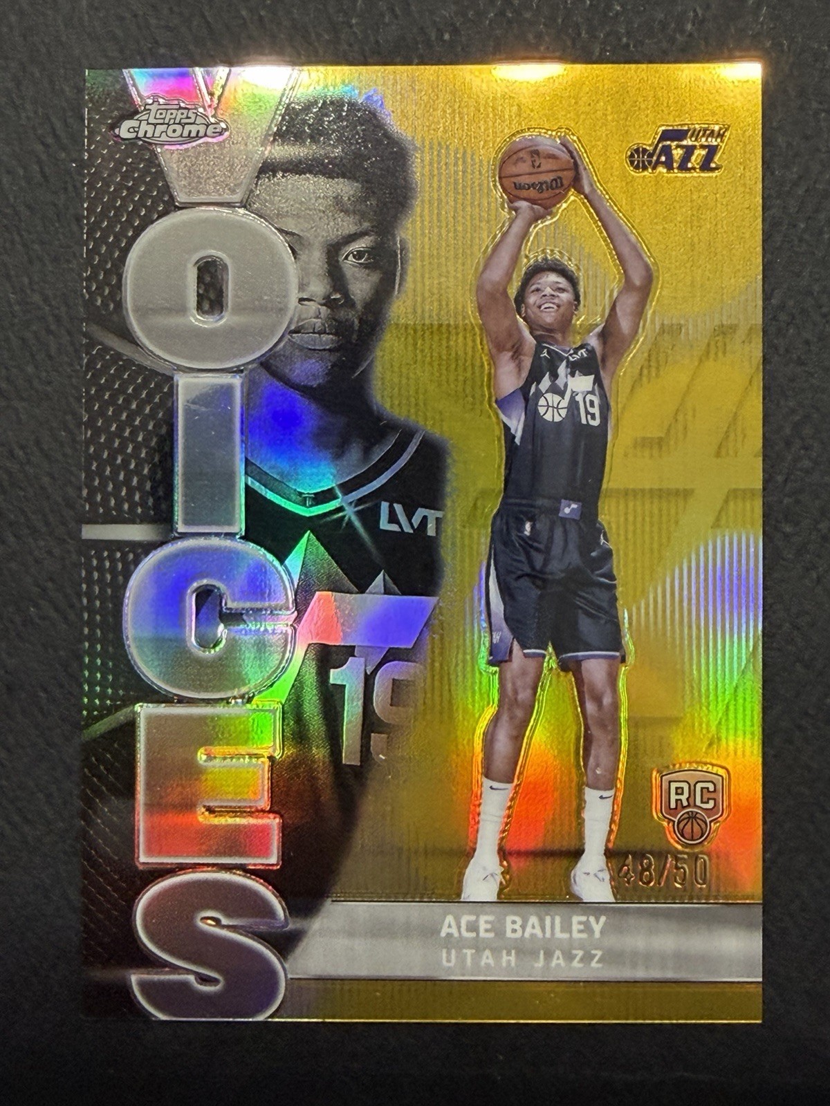 2025-26 Topps Chrome Ace Bailey Voices Gold /50