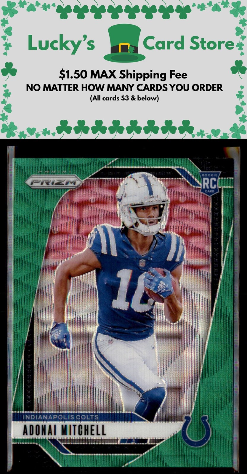 2024 Panini Prizm #303 Adonai Mitchell Green Wave Rookie