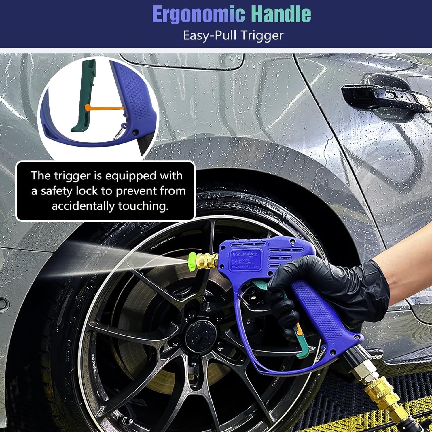 High Pressure Washer Gun with Swivel 3/8" Quick Connect and M22 14mm / 15mm Fitt