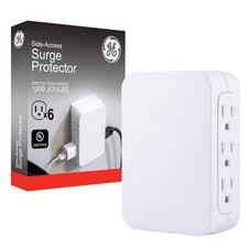 GE Pro 6-Outlet Extender, Surge Protector, Side Access, Wall 6 Outlet, White