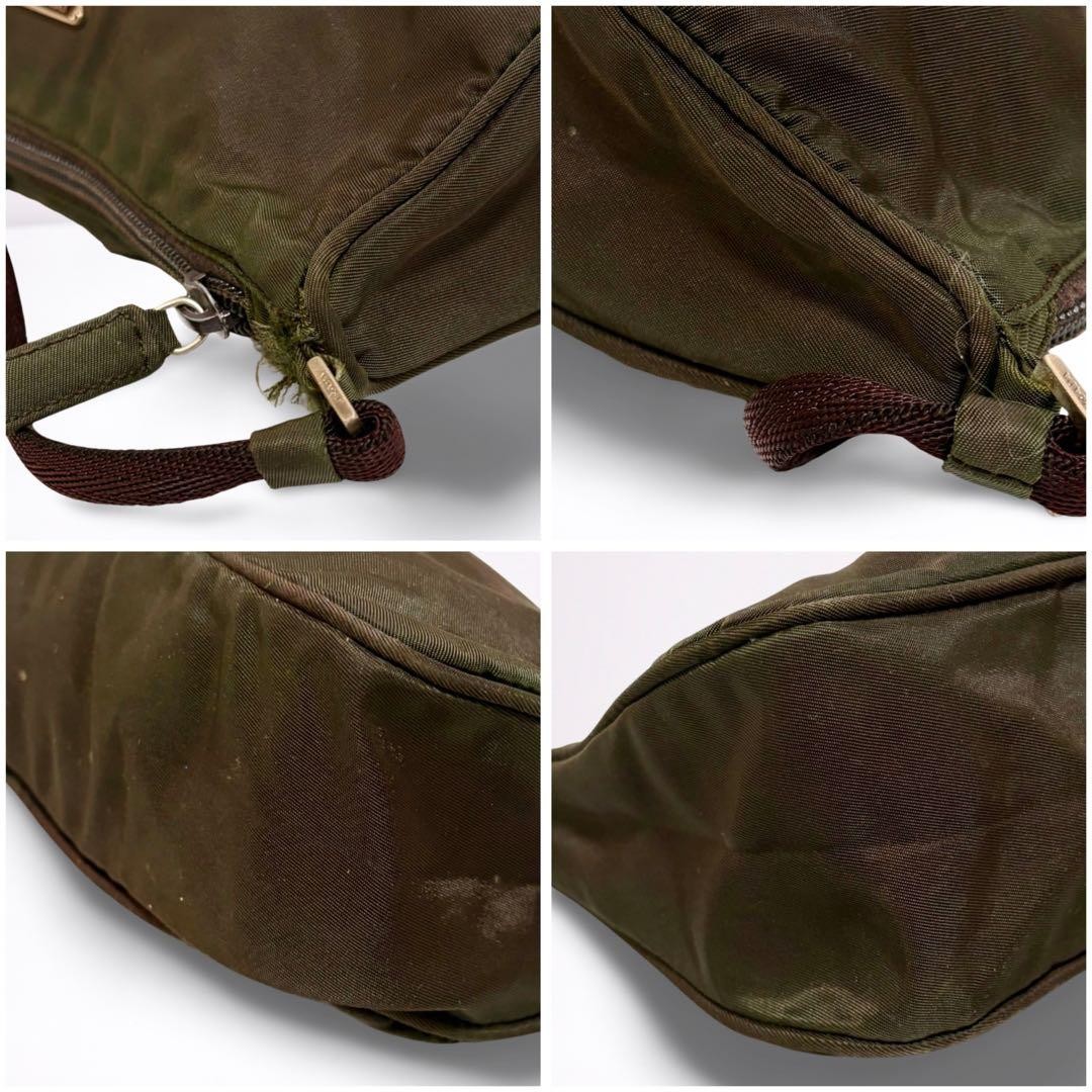 PRADA Accessory Pouch Nylon Triangle Logo Khaki thumbnail 7