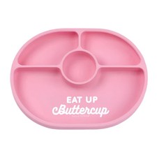 Bella Tunno Pink Wonder Plate Eat Up Buttercup Silicone Divided Non-Slip