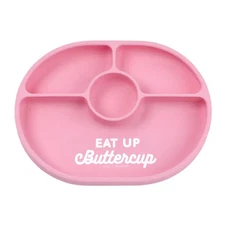Bella Tunno Pink  Wonder Plate Eat Up Buttercup Silicone Divided Non-Slip
