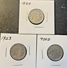 Lot of 3 buffalo nickels - 1920, 1923, &1935D - ALL FULL DATES -