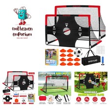 Kids Soccer Goals Set of 2, 6x4 ft Portable Soccer Net with Target & Accessories