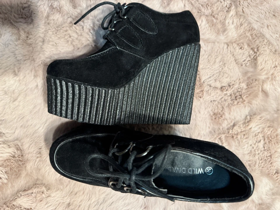 Wild Diva plataforma creepers ante negro para mujer talla 5.5 punk Foto 2 de 4
