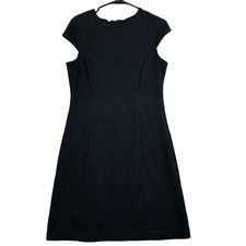 Ann Taylor Womens Dress Black Purple Floral Round Neck Bodycon Stretch 8