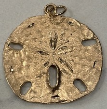 Vintage Sand Dollar 14k Gold Plated Pendant G...