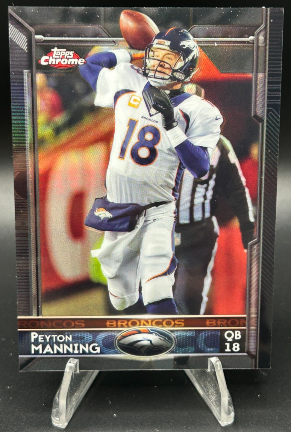 2015 Topps Chrome Peyton Manning #100 Black Refractor SP /299 Super Bowl 50 HOF