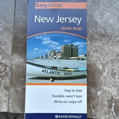 RAND MCNALLY EASY TO FOLD: NEW JERSEY (LAMINATED) *Excellent Condition*