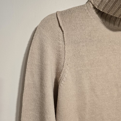 Suéter de Lana Merino Y2K Banana Republic Pequeño Mujer Beige Tostado Cuello Alto De Colección - Imagen 3 de 10
