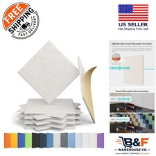 Stylish 12-Piece Square Acoustic Panels - Easy Installation Soundproofing