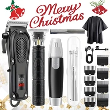 6PC Men'sCordless Hair Clipper Set Professional Grooming Kit Best Christmas Gift