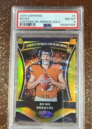 2024 Panini Certified - Certified Rookies Bo Nix #5 Mirror Gold /25 (RC)
