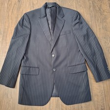 Jos A Bank Suit Jacket Only - Mens 40R - 100 Wool - Midnight Navy Blue Striped