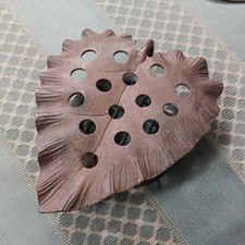 Antique Dazey lily pad metal flower frog
