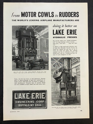 #ad #ad 1941 Lake Erie Engineering Hydraulic Presses Buffalo New York Vintage Print Ad $12.95