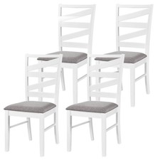 Dining Chairs Set of 4 with Tall Backrests, Linen Fabric Upholstered Seats