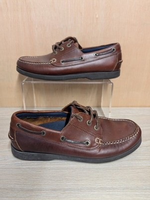 Dunnes Stores Herren Braun Leder Bootsschuhe UK9 EU43 Freizeit Deck Schnürschuhe