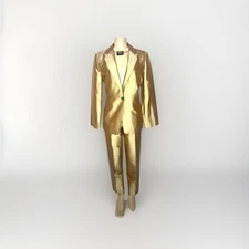 VINTAGE LINDA ALLARD ELLEN TRACY GOLD 100% SILK PANT SUIT