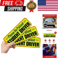 Student Driver Car Magnet Set of 3 - Reflective 10 Inch Magnetic Signs for Ca...