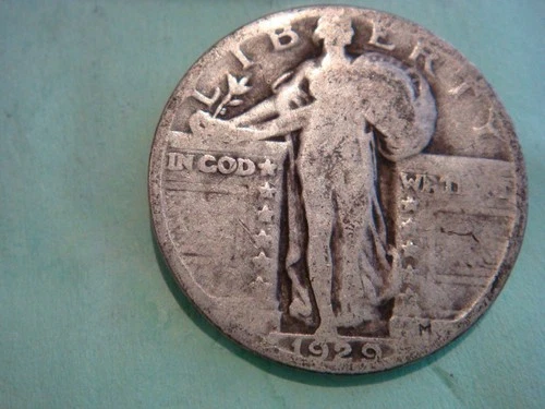 1929 P Standing Liberty Quarter album filler, actual coin in photo