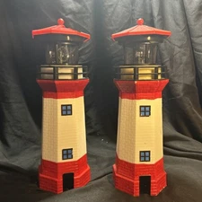 Solar Lighthouses with Rotating Lamp AS IS  For Part Or repair