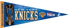 2025 NEW YORK KNICKS NBA CUP CHAMPIONS PREMIUM PENNANT 16X30 BRUNSON TOWNS