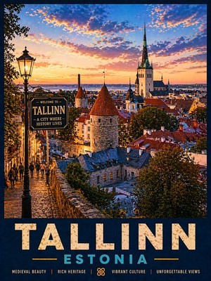 TALLINN ESTONIA TRAVEL POSTER *2X3 FRIDGE MAGNET* TRIP EUROPE VACATION CITY