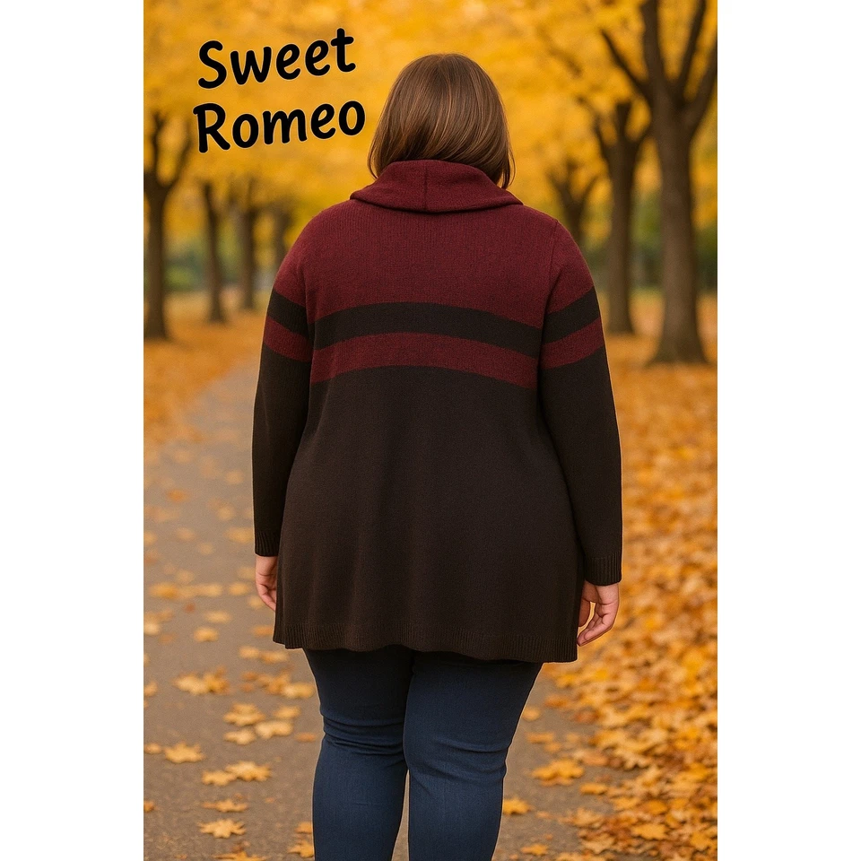 Sweet Romeo Black & Red Cardigan Sweater Sz. 1X - Image 2 of 4