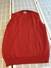 Vintage Retro Wool Silk Grandpa Chunky Knit Sweater Vest Sz XL Vibrant Red