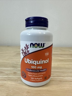 NOW Foods Ubiquinol 100mg 120 Softgels Active CoQ10 08/26 Free Radical Protect
