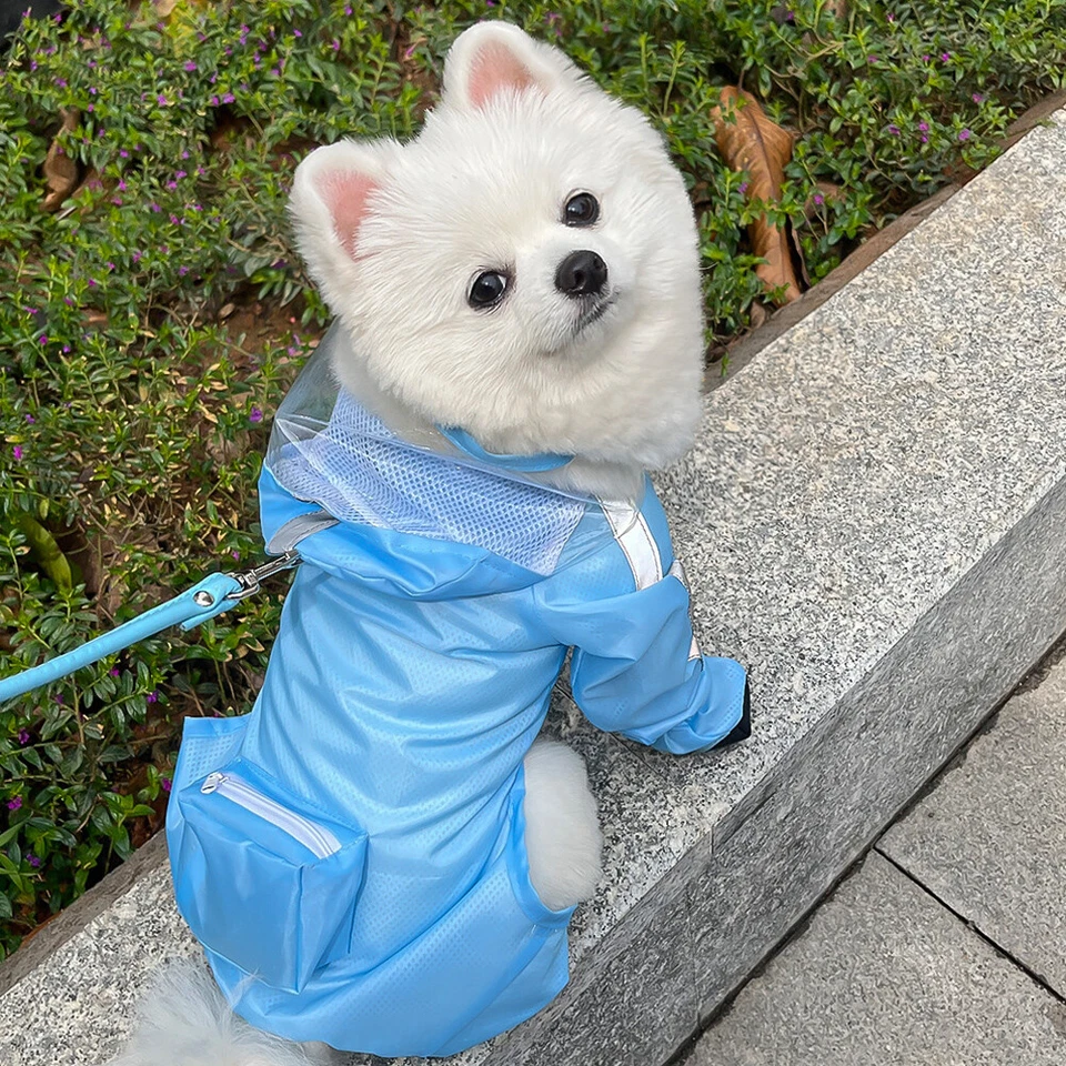 Dog Raincoat with Hood Full Body Dog Raincoat with Attached Rain Boots Outdoor - Image 4 of 4
