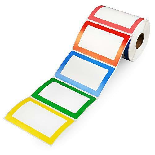 LotFancy Name Tag Stickers, 500pc Plain Labels , 1 Roll, 5 ...