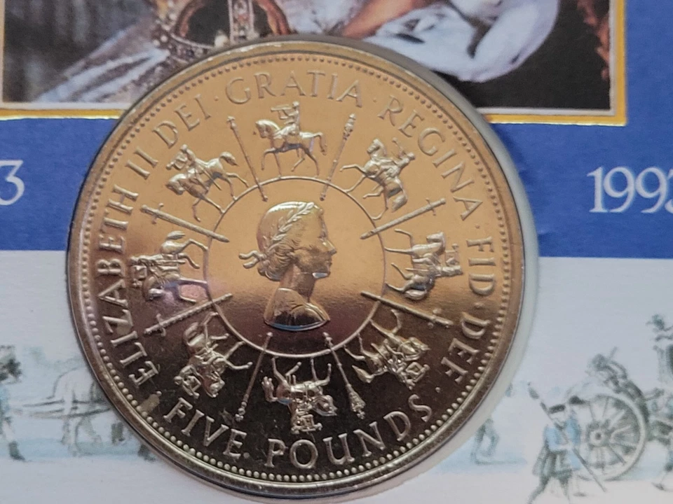 1993 Great Britain The Queen's Coronation 40th Anniversary 5 Pounds Coin Cover - Image 2 of 4