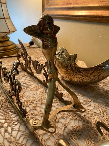 Vintage 3-Piece Large Brass Reindeer, Cherub, & Sleigh Holiday Set - 23" Long - Picture 6 of 13