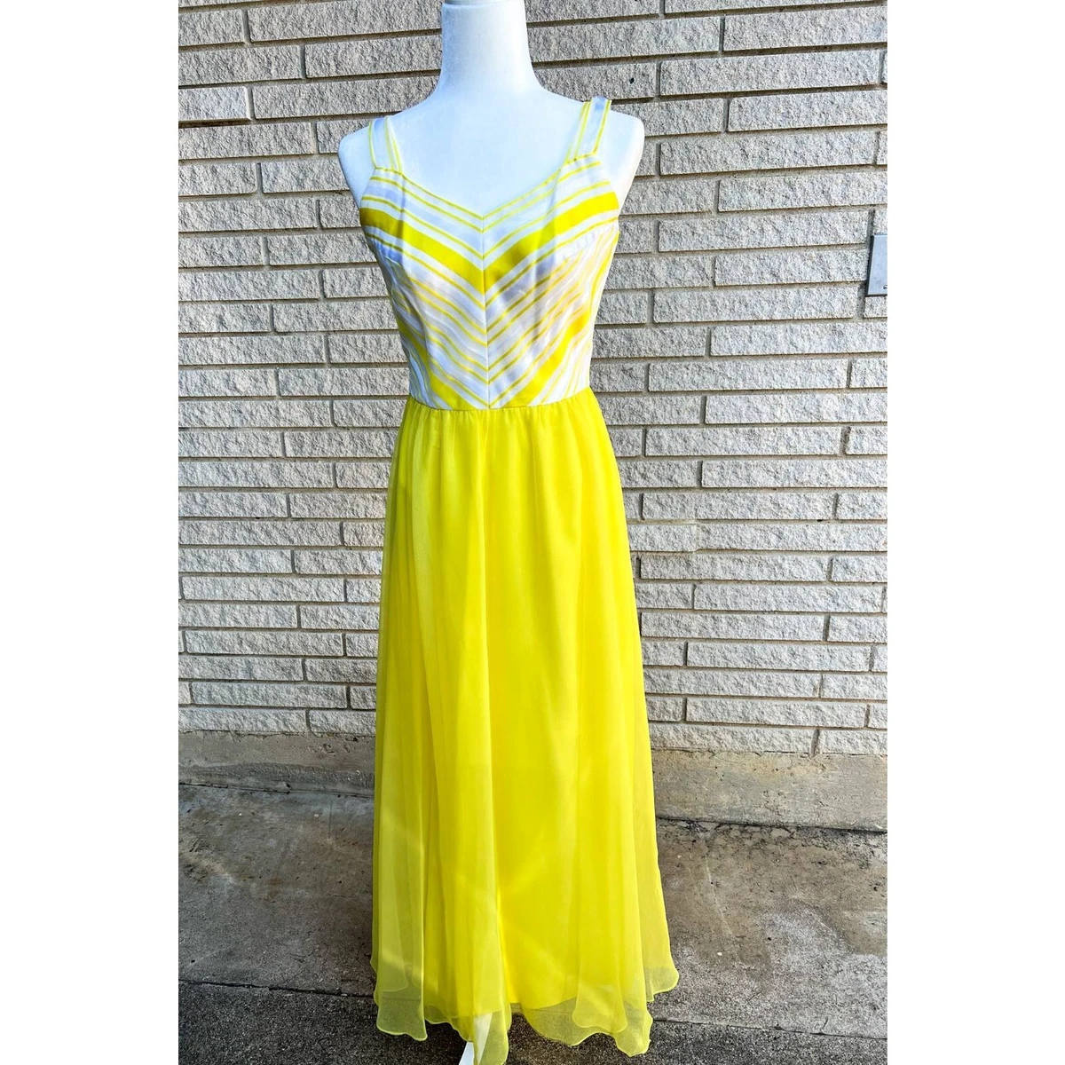 Vintage Montaldos Dress and Jacket Set 1970s Yellow Satin Chiffon