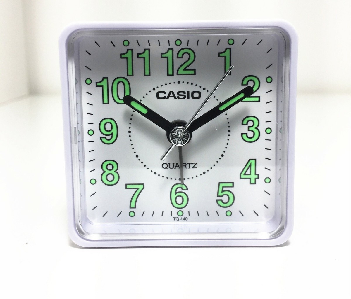 Casio TQ140-7D Travel Clock Quartz Alarm Clock Neobrite White Case