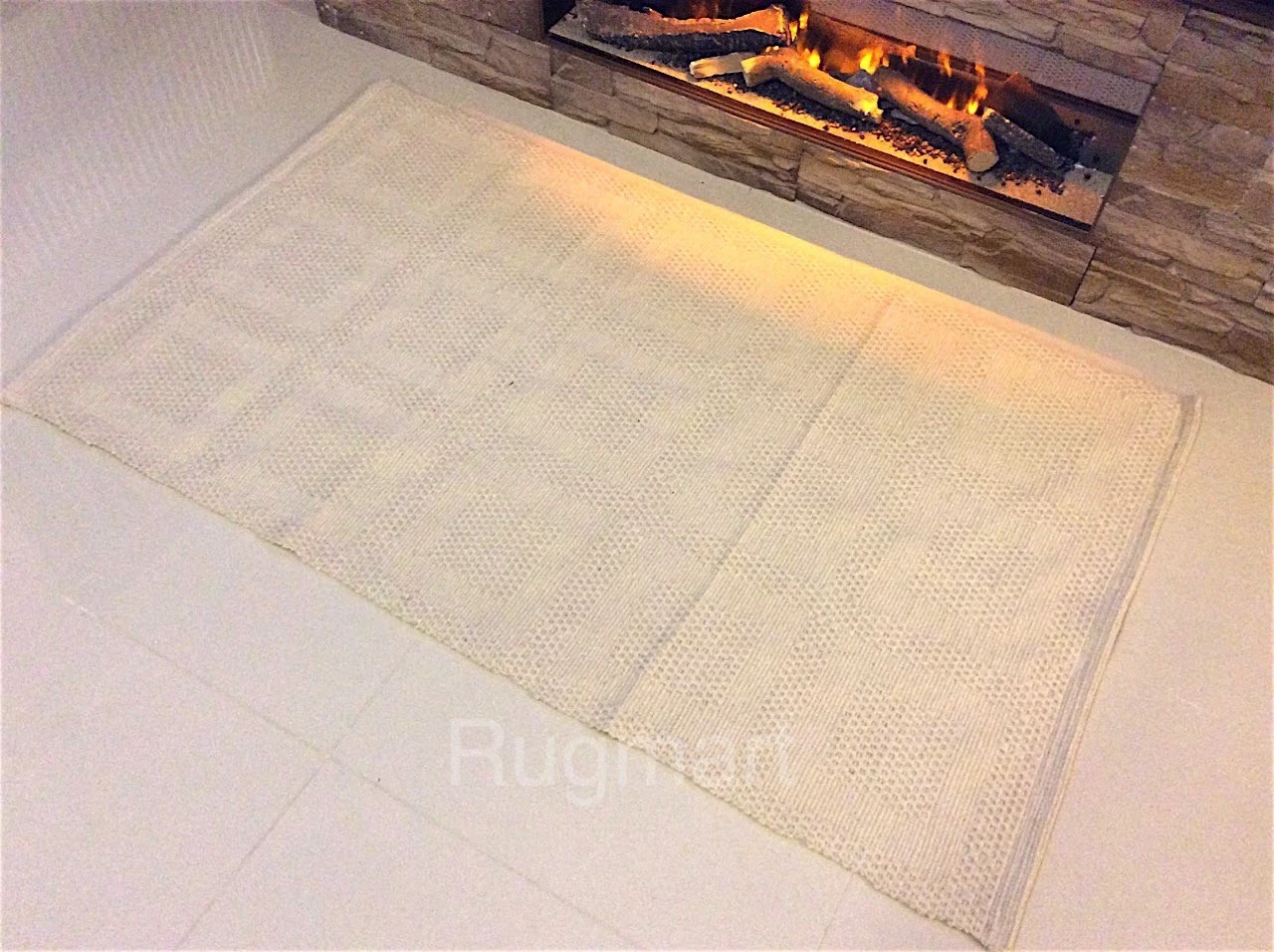 ETHNIC Natural CREAM Eco Friendly Cotton Reversible Washable Rug S- Large 40%OFF