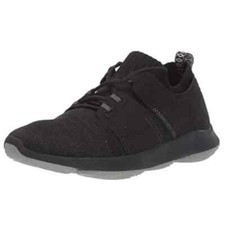 NEW Hush Puppies Women World Shock Striated Black Knit Lace Up Walking Sneaker