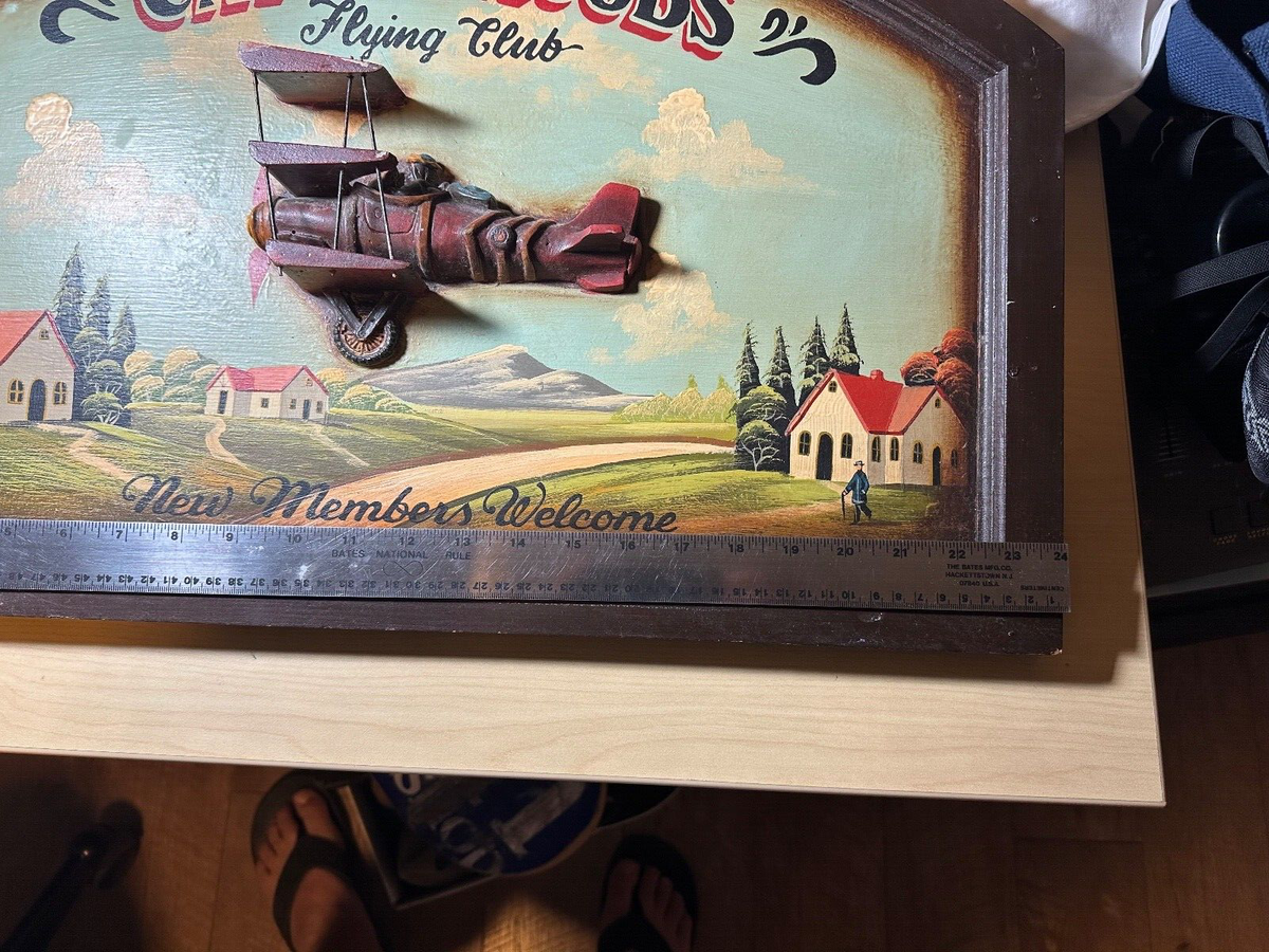 Captain Jacobs Flying Club Carved Wooden 3D Wall Art 24