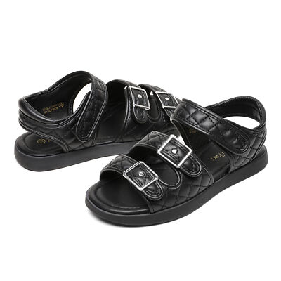 Girls Fashion Flat Sandals Buckle Decor Hook Loop Kids Boys Casual Sandals