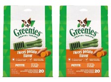  2 PACK LOT PETITE Greenies Sweet Potato Dental Bone Dog Treat - 20 per bag NEW